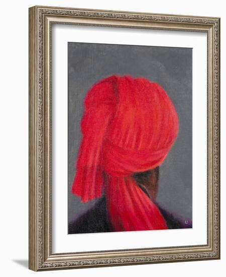 Red Turban on Grey, 2014-Lincoln Seligman-Framed Giclee Print