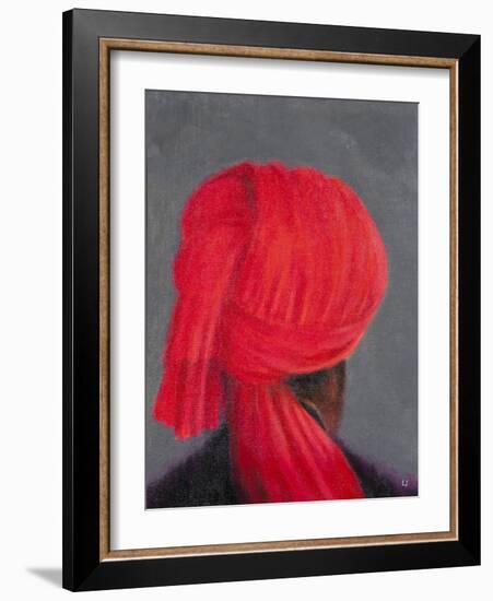 Red Turban on Grey, 2014-Lincoln Seligman-Framed Giclee Print