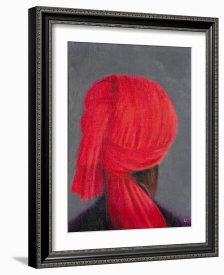 Red Turban on Grey, 2014-Lincoln Seligman-Framed Giclee Print