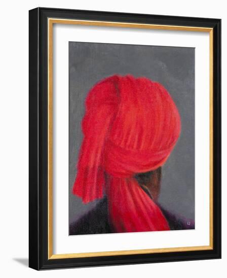 Red Turban on Grey, 2014-Lincoln Seligman-Framed Giclee Print