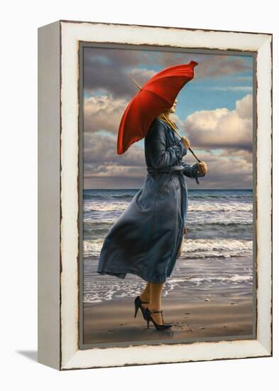 Red Umbrella-Paul Kelley-Framed Stretched Canvas