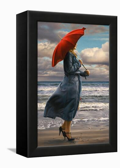 Red Umbrella-Paul Kelley-Framed Stretched Canvas