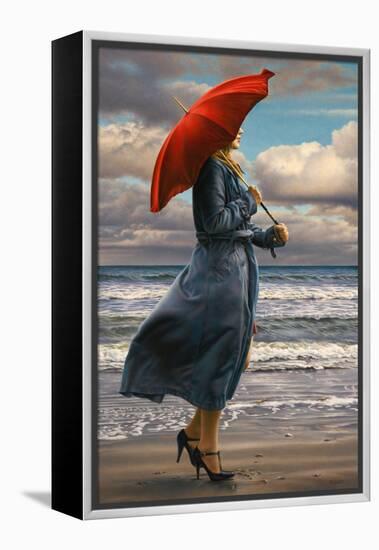 Red Umbrella-Paul Kelley-Framed Stretched Canvas