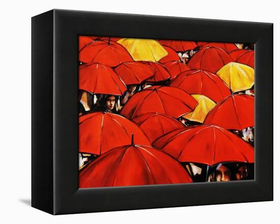 Red Umbrella-Sydney Edmunds-Framed Premier Image Canvas