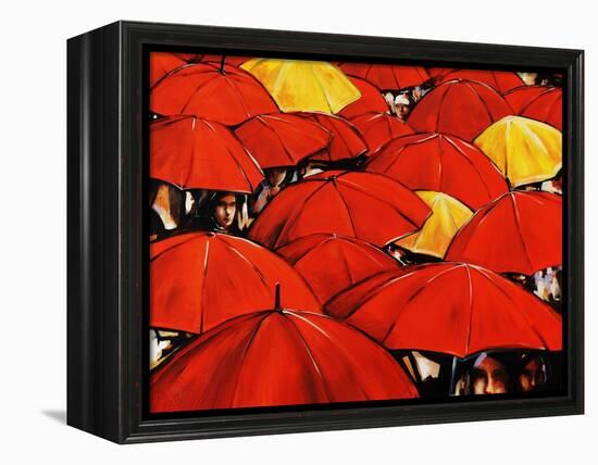 Red Umbrella-Sydney Edmunds-Framed Premier Image Canvas