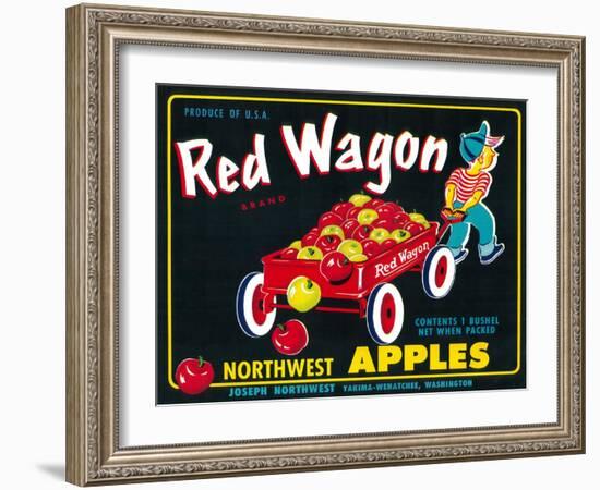 Red Wagon Apple Label - Yakima, WA-Lantern Press-Framed Art Print