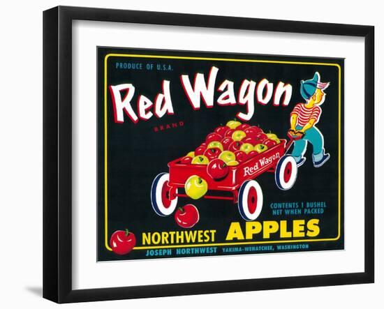 Red Wagon Apple Label - Yakima, WA-Lantern Press-Framed Art Print