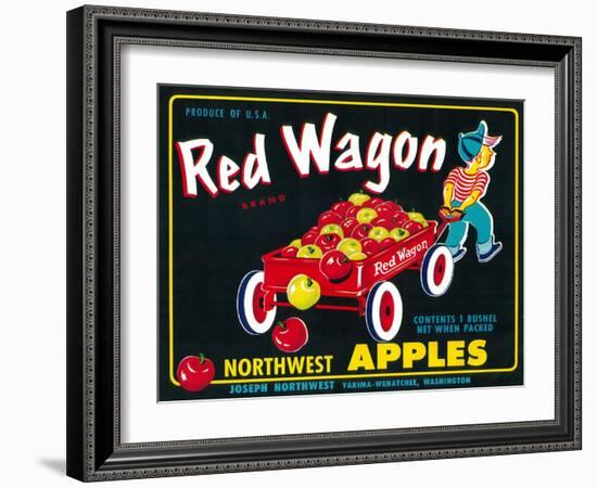 Red Wagon Apple Label - Yakima, WA-Lantern Press-Framed Art Print