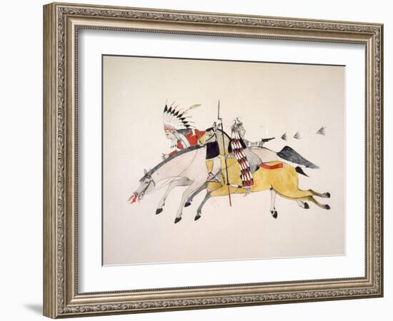 Red Walker and a Companion Fleeing from Pursuing Crow Indians-Kills Two-Framed Giclee Print