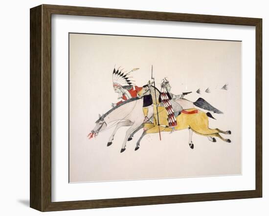 Red Walker and a Companion Fleeing from Pursuing Crow Indians-Kills Two-Framed Giclee Print