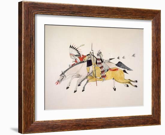 Red Walker and a Companion Fleeing from Pursuing Crow Indians-Kills Two-Framed Giclee Print