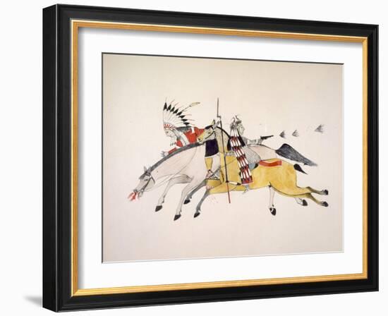 Red Walker and a Companion Fleeing from Pursuing Crow Indians-Kills Two-Framed Giclee Print