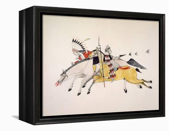 Red Walker and a Companion Fleeing from Pursuing Crow Indians-Kills Two-Framed Premier Image Canvas