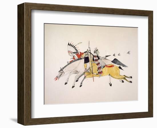 Red Walker and a Companion Fleeing from Pursuing Crow Indians-Kills Two-Framed Giclee Print