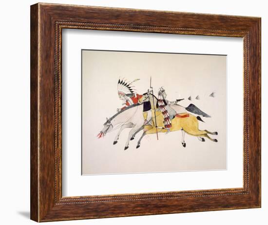 Red Walker and a Companion Fleeing from Pursuing Crow Indians-Kills Two-Framed Giclee Print