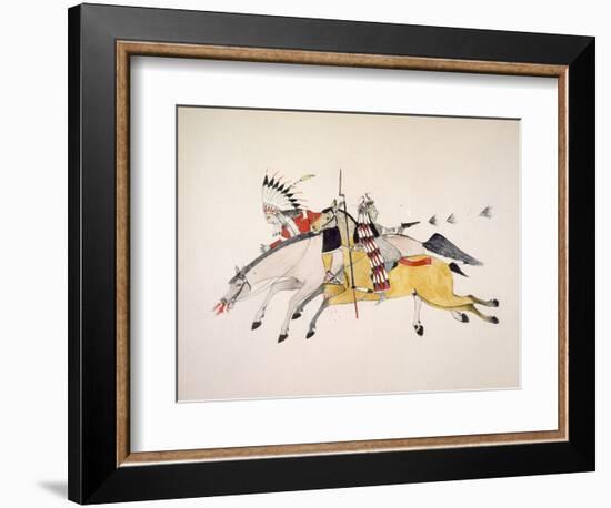 Red Walker and a Companion Fleeing from Pursuing Crow Indians-Kills Two-Framed Giclee Print