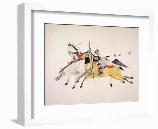 Red Walker and a Companion Fleeing from Pursuing Crow Indians-Kills Two-Framed Giclee Print