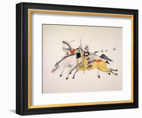 Red Walker and a Companion Fleeing from Pursuing Crow Indians-Kills Two-Framed Giclee Print