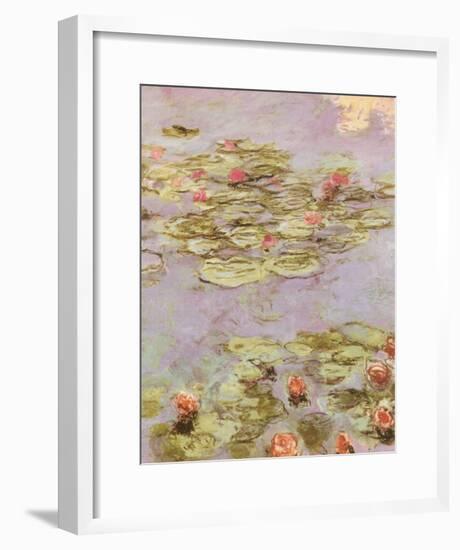 Red Water Lilies-Claude Monet-Framed Art Print