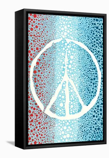 Red White and Blue Peace Sign-null-Framed Stretched Canvas
