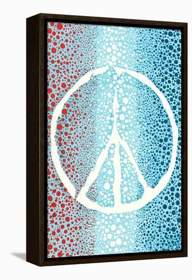 Red White and Blue Peace Sign-null-Framed Stretched Canvas