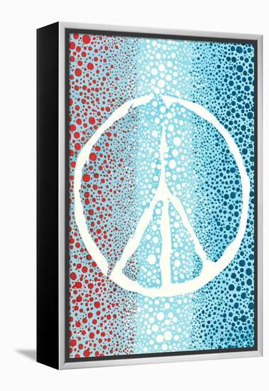 Red White and Blue Peace Sign-null-Framed Stretched Canvas