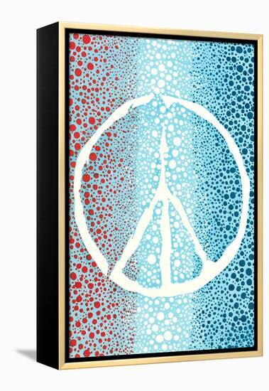 Red White and Blue Peace Sign-null-Framed Stretched Canvas