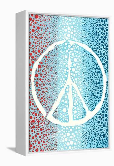 Red White and Blue Peace Sign-null-Framed Stretched Canvas