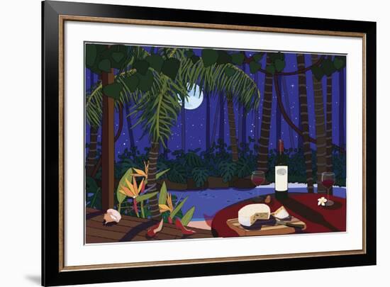 Red Wine And Cheese Under The Moonlight-Cindy Wider-Framed Giclee Print