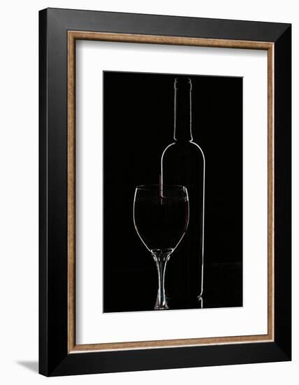 Red Wine and Glasse over Black-Darja Vorontsova-Framed Photographic Print
