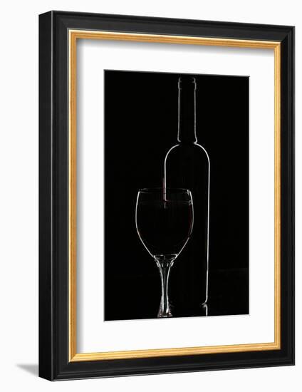 Red Wine and Glasse over Black-Darja Vorontsova-Framed Photographic Print