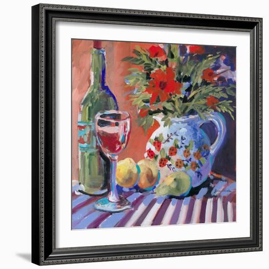 Red Wine and Table-Jane Slivka-Framed Art Print