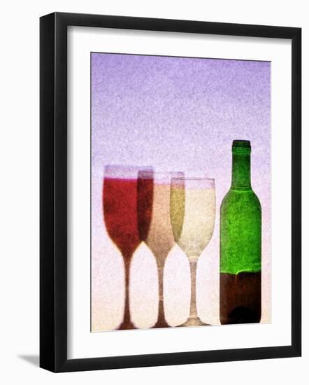 Red Wine Bottle with Three Glasses-Peter Howard Smith-Framed Photographic Print