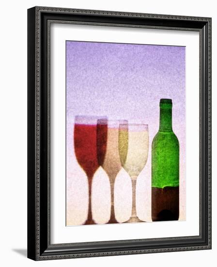 Red Wine Bottle with Three Glasses-Peter Howard Smith-Framed Photographic Print
