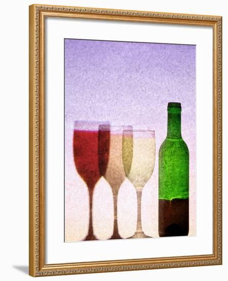 Red Wine Bottle with Three Glasses-Peter Howard Smith-Framed Photographic Print