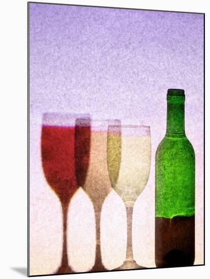Red Wine Bottle with Three Glasses-Peter Howard Smith-Mounted Photographic Print