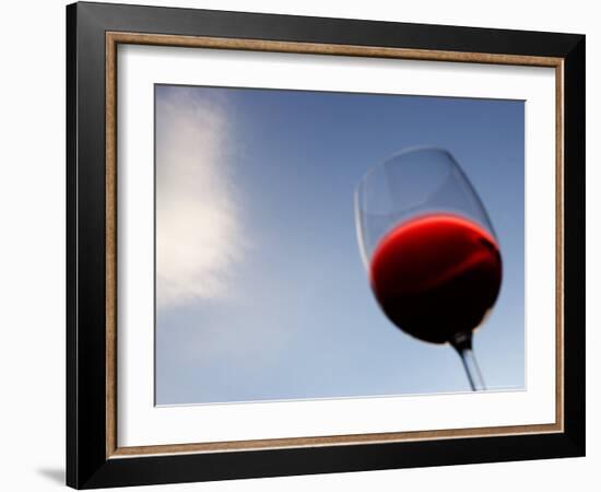 Red Wine Glass Against a Blue Sky, Paris, France-Michele Molinari-Framed Photographic Print