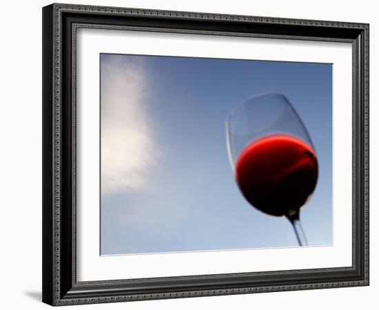 Red Wine Glass Against a Blue Sky, Paris, France-Michele Molinari-Framed Photographic Print