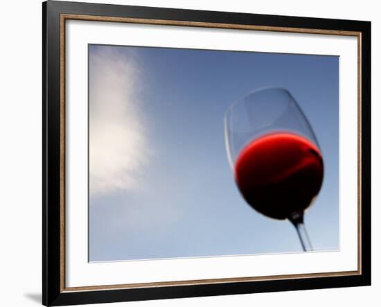 Red Wine Glass Against a Blue Sky, Paris, France-Michele Molinari-Framed Photographic Print