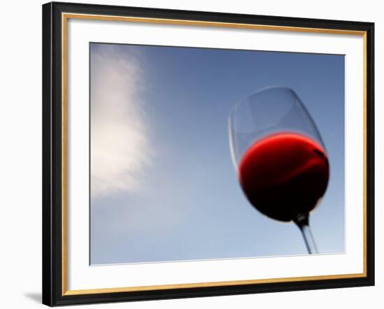 Red Wine Glass Against a Blue Sky, Paris, France-Michele Molinari-Framed Photographic Print