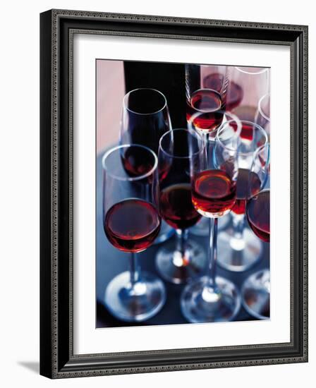 Red Wine in Several Glasses-Steve Baxter-Framed Photographic Print