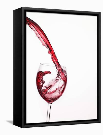 Red Wine Pouring into a Glass from Bottle-null-Framed Premier Image Canvas