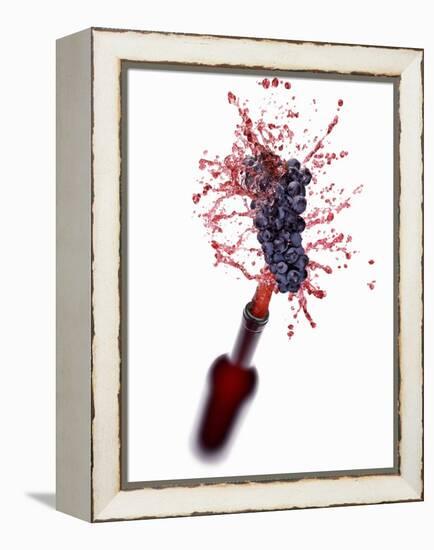 Red Wine Splashing Out of Bottle-Kröger & Gross-Framed Premier Image Canvas