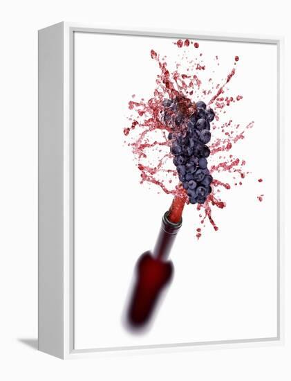 Red Wine Splashing Out of Bottle-Kröger & Gross-Framed Premier Image Canvas