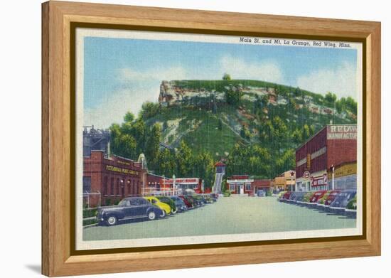 Red Wing, Minnesota - Main Street View of Mt. La Grange-Lantern Press-Framed Stretched Canvas