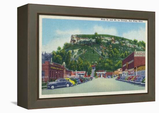 Red Wing, Minnesota - Main Street View of Mt. La Grange-Lantern Press-Framed Stretched Canvas