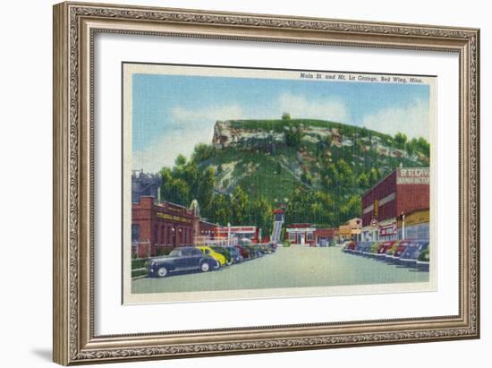 Red Wing, Minnesota - Main Street View of Mt. La Grange-Lantern Press-Framed Art Print