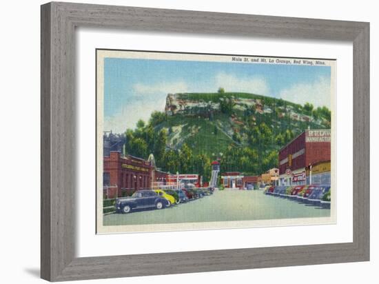 Red Wing, Minnesota - Main Street View of Mt. La Grange-Lantern Press-Framed Art Print