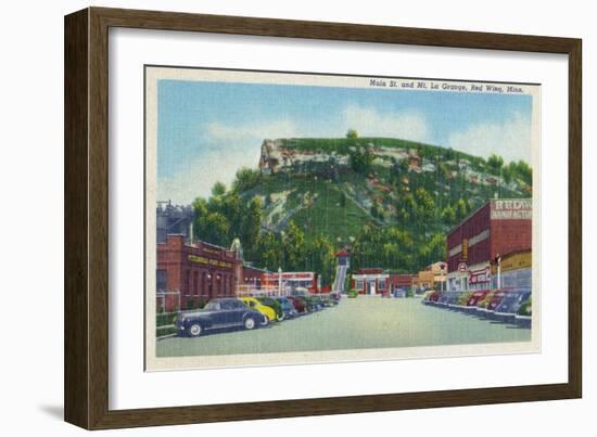 Red Wing, Minnesota - Main Street View of Mt. La Grange-Lantern Press-Framed Art Print