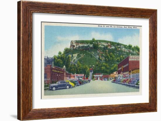 Red Wing, Minnesota - Main Street View of Mt. La Grange-Lantern Press-Framed Art Print